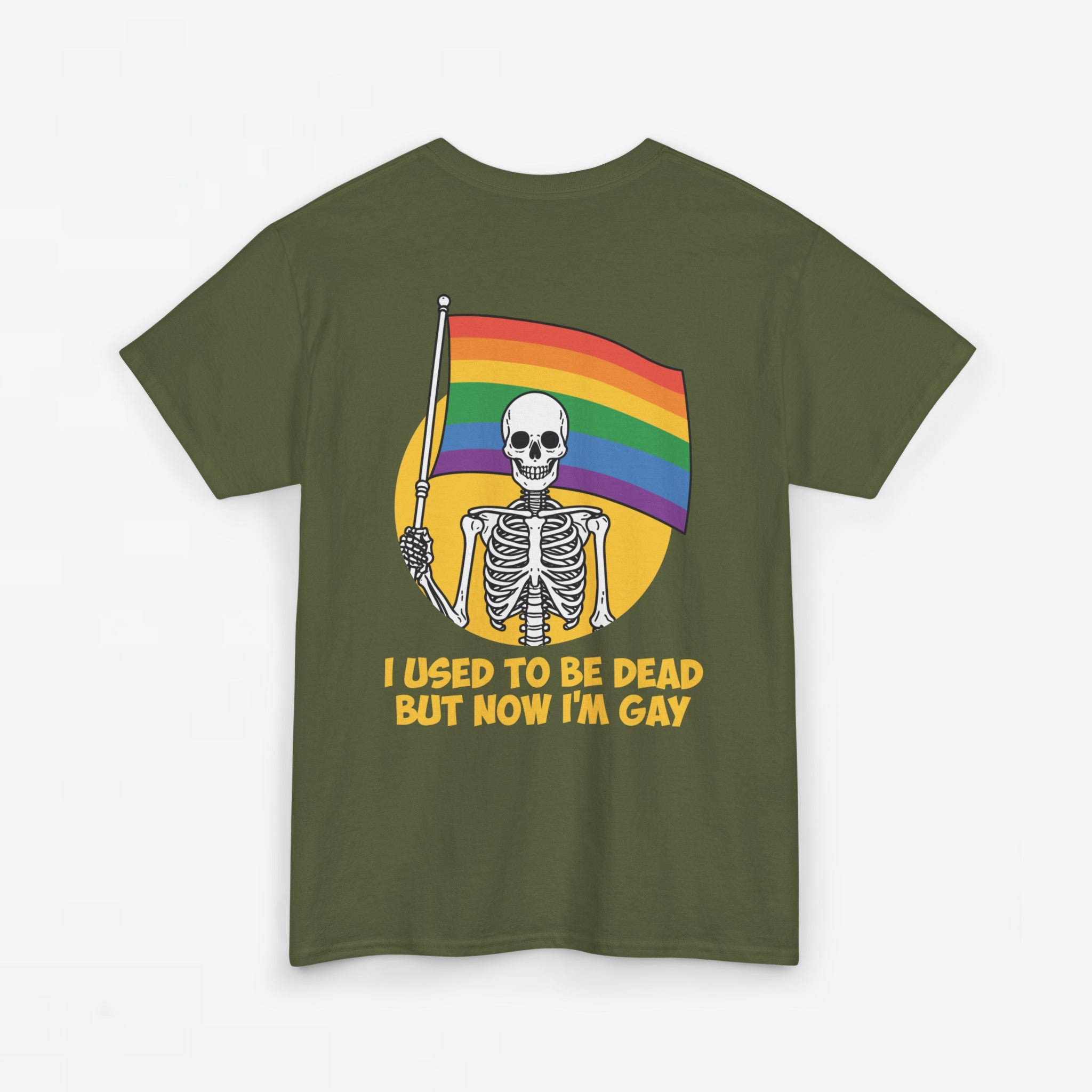 Gay Pride T-shirt - Skelet I used to be dead but now I'm Gay - Back Print - Oversized #78
