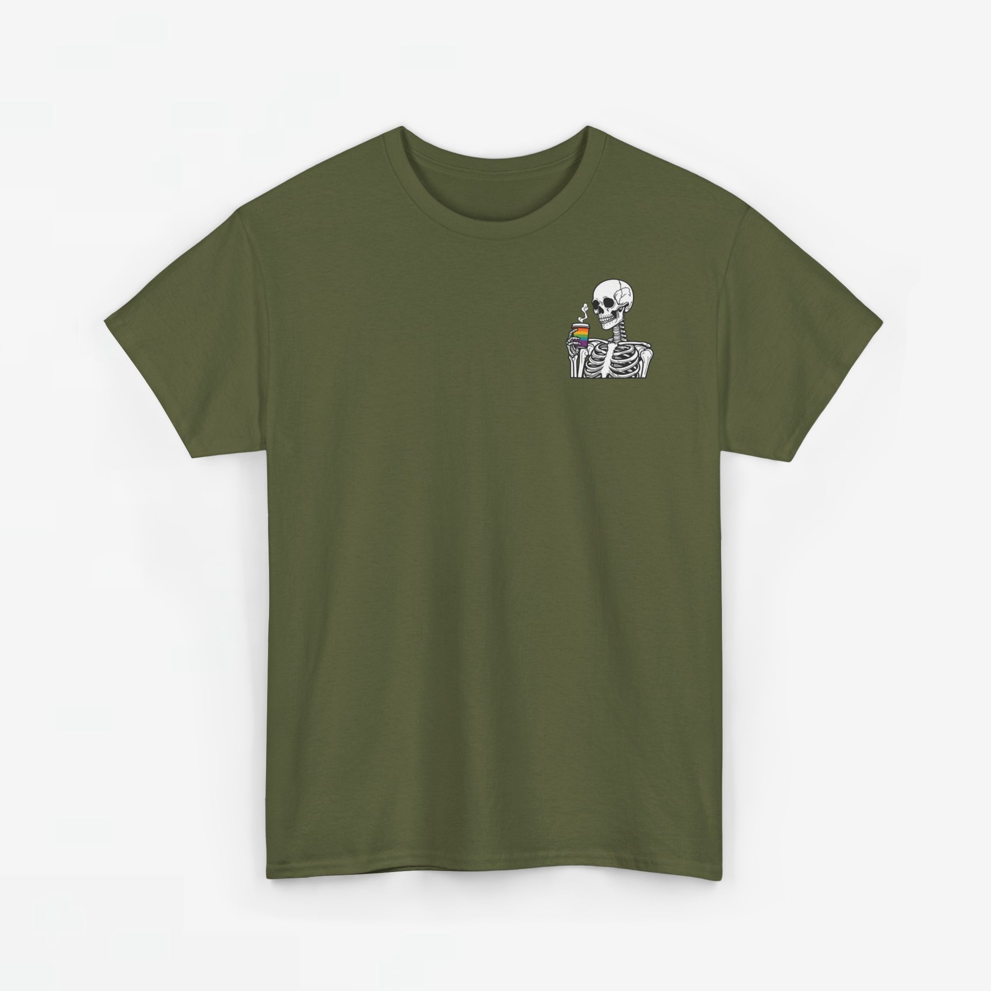 Gay Pride T-shirt - Skelet Regenboog Koffie - Oversized #73