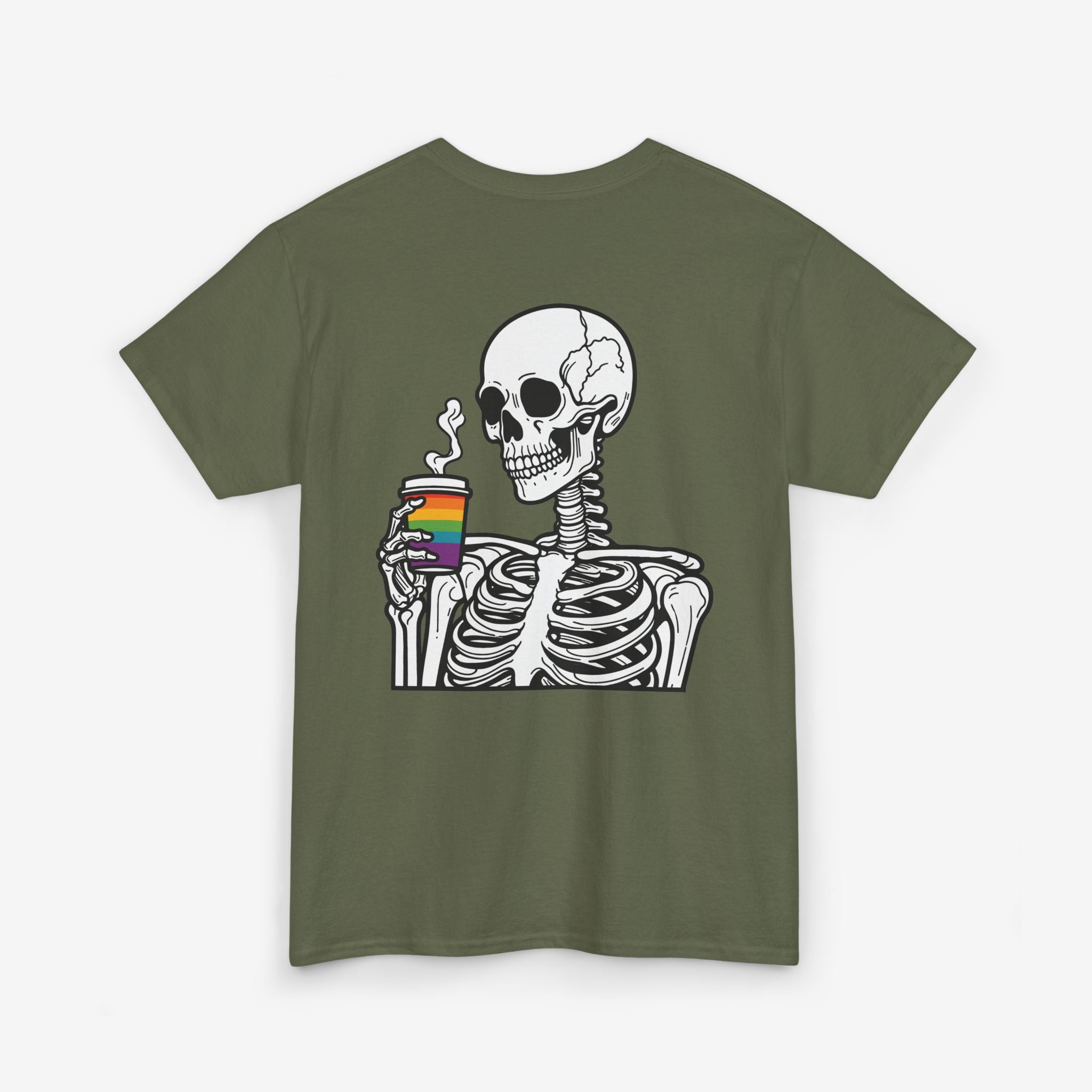 Gay Pride T-shirt - Skelet Regenboog Koffie | SkrrtShirt