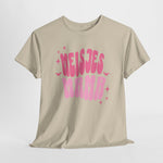 Beige oversized T-shirt met roze ‘MEISJES MAMA’ opdruk op borst