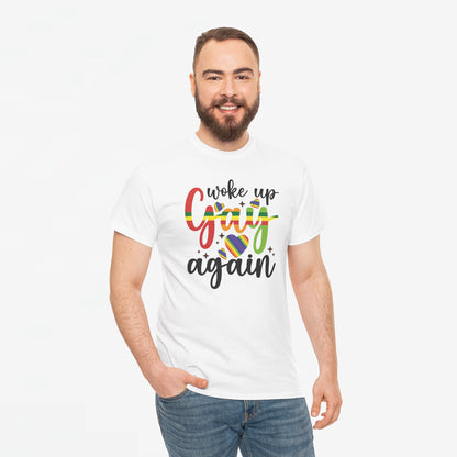 Gay Pride T-shirt - Woke Up Gay Again - Oversized #6