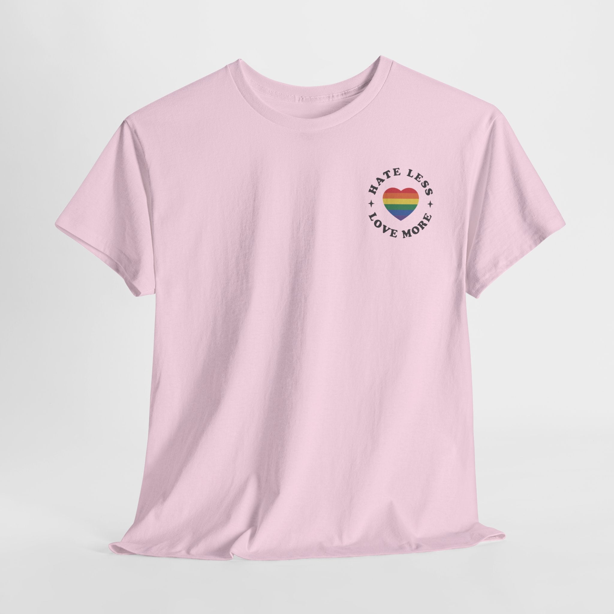 Gay Pride T-shirt - Hate Less Love More - Back Print - Oversized #13