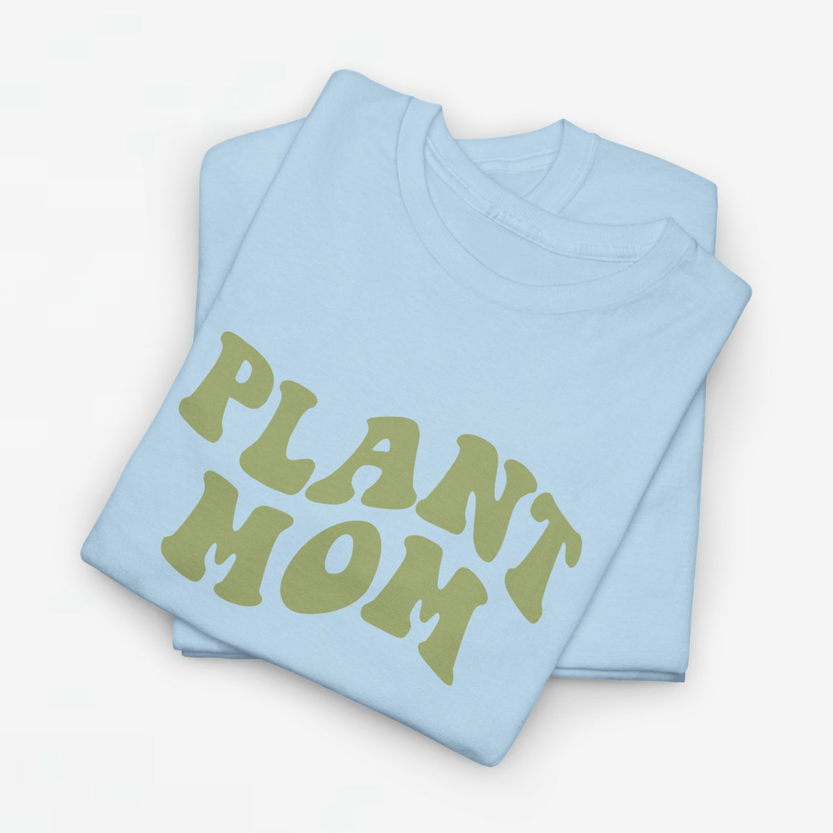 Lichtblauw oversized t-shirt met groene 'PLANT MOM' tekstprint