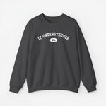 Donkergrijze sweater met ronde hals en borstprint, lange mouwen