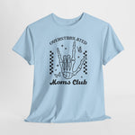 Lichtblauw oversized T-shirt met handgraphic en “Overstimulated Moms Club” print
