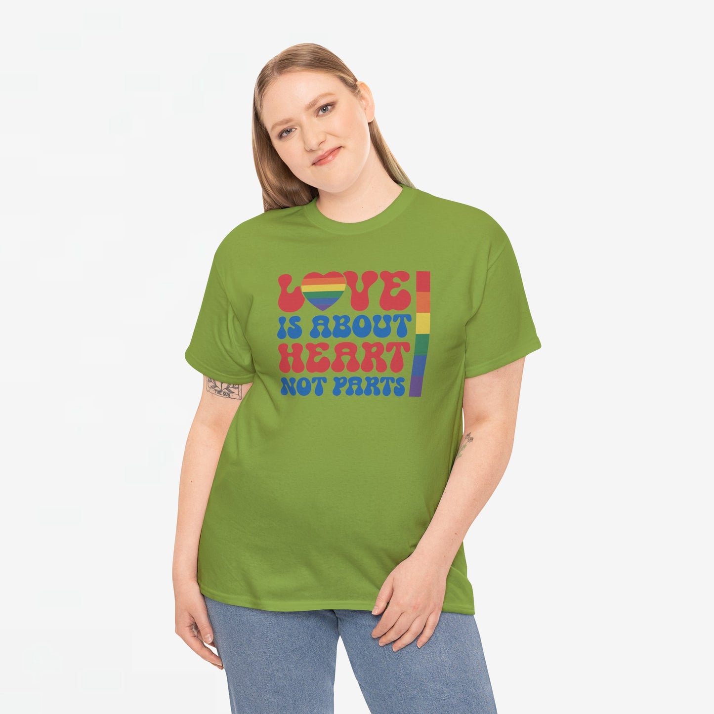 Gay Pride T-shirt - Love is about heart, not parts - Oversized #31