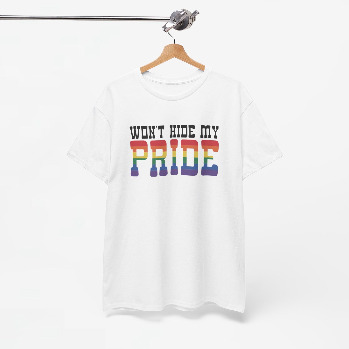 Gay Pride T-shirt - Won't Hide My Pride (zwarte tekst) - Oversized #27