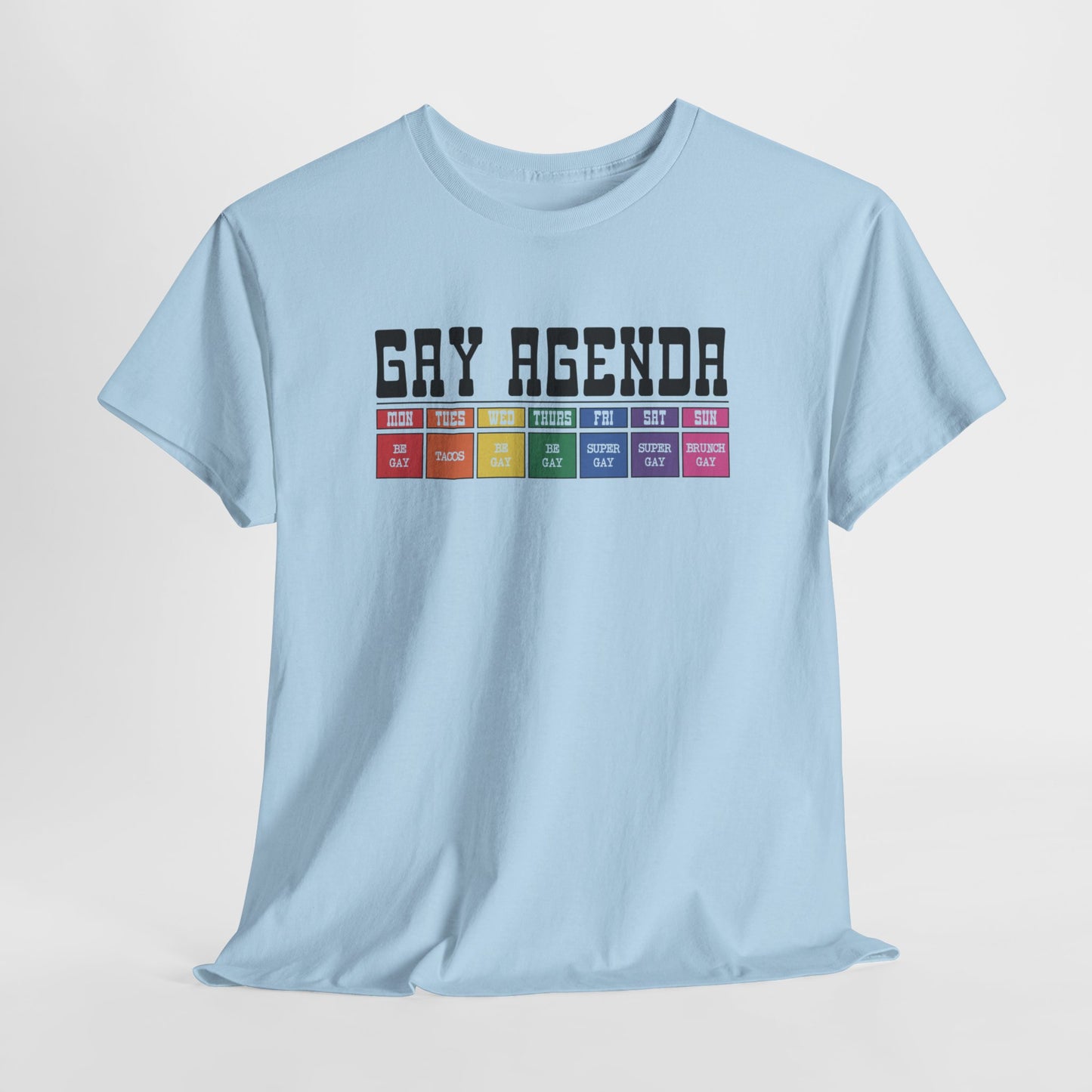 Gay Pride T-shirt - Gay Agenda (zwarte tekst) - Oversized #18