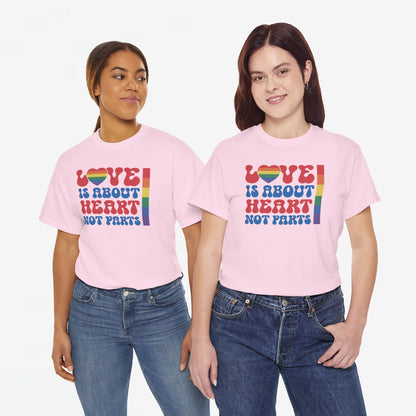 Gay Pride T-shirt - Love is about heart, not parts - Oversized #31