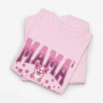 Oversized T-shirt lichtroze met roze “MAMA” print en illustratie van een schattig beertje/katje
