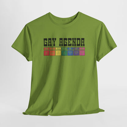 Gay Pride T-shirt - Gay Agenda (zwarte tekst) - Oversized #18