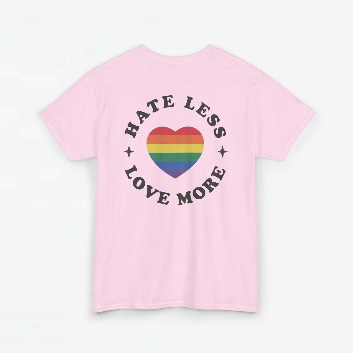 Gay Pride T-shirt - Hate Less Love More - Back Print - Oversized #13