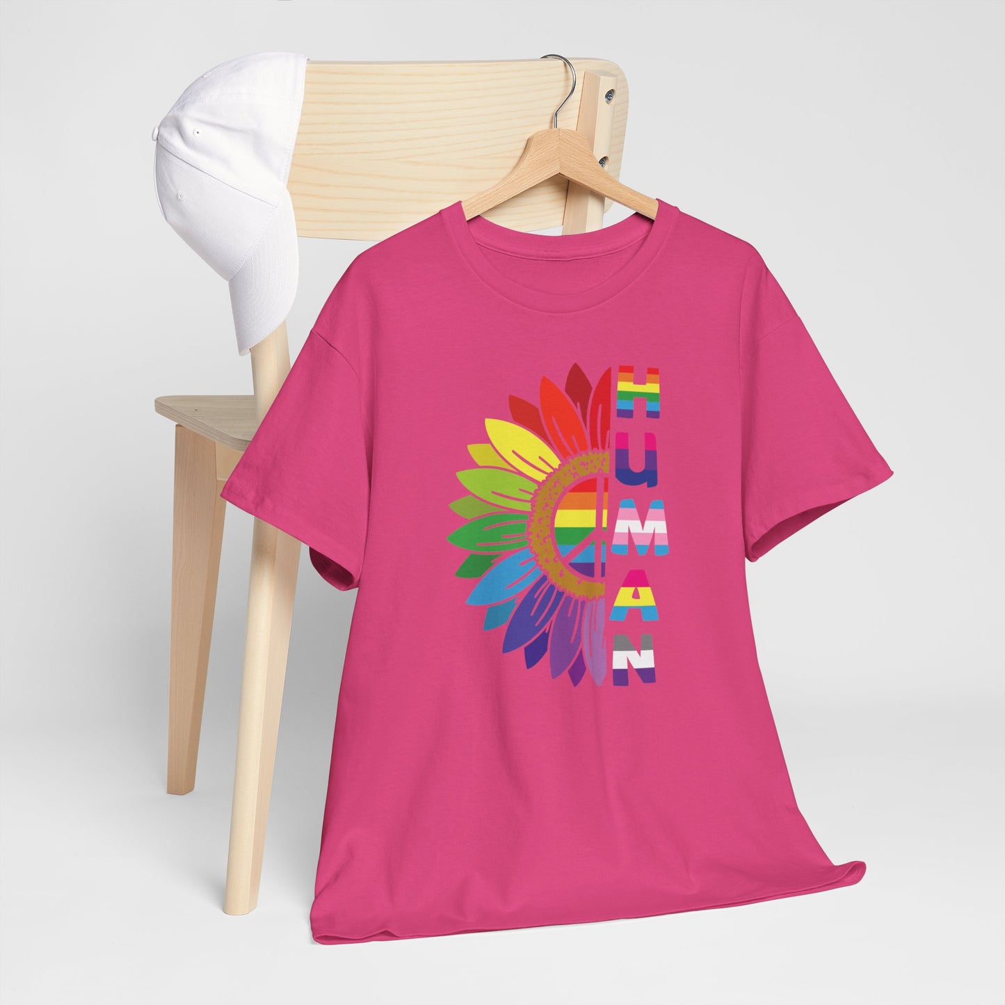 Gay Pride T-shirt - Regenboog Human (witte tekst) - Oversized #4