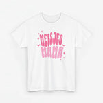 Wit T-shirt voor meisjes, oversized, met roze opdruk ‘MEISJES MAMA’