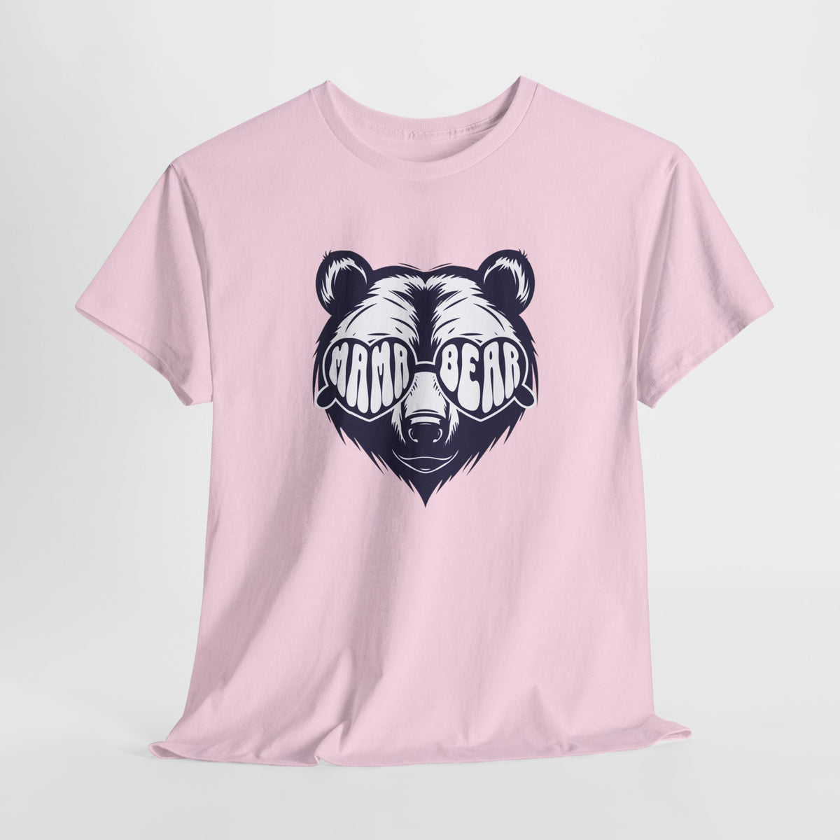 Roze t-shirt met grote beerprint op de borst, ronde hals en korte mouwen