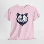 Roze t-shirt met grote beerprint op de borst, ronde hals en korte mouwen