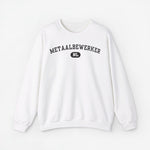 Witte trui met lange mouwen en “METAALBEWERKER” print met NL-logo.