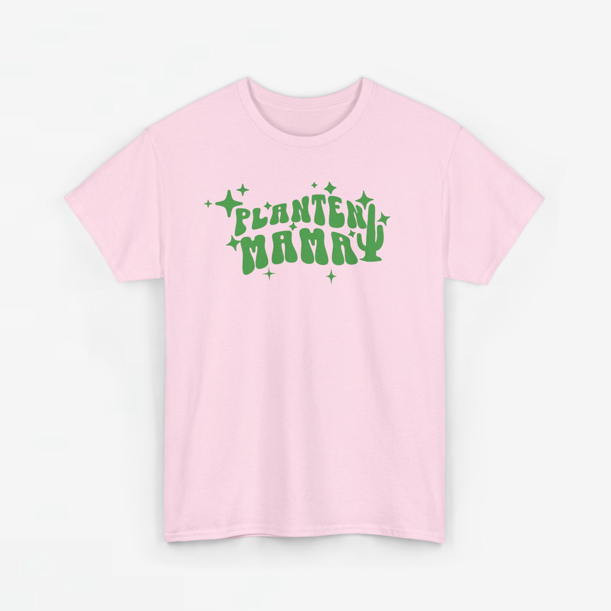 Roze oversized T-shirt met groene 'Planten Mama' print op de borst