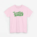 Roze oversized T-shirt met groene 'Planten Mama' print op de borst
