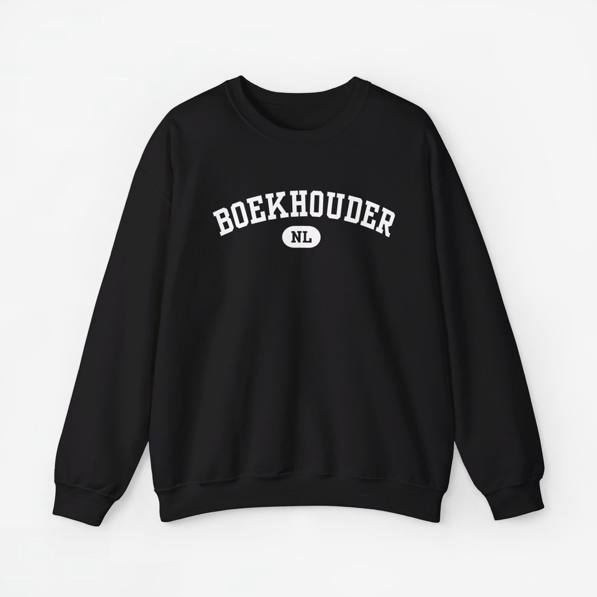 Zwarte sweater met BOEKHOUDER NL print op de borst