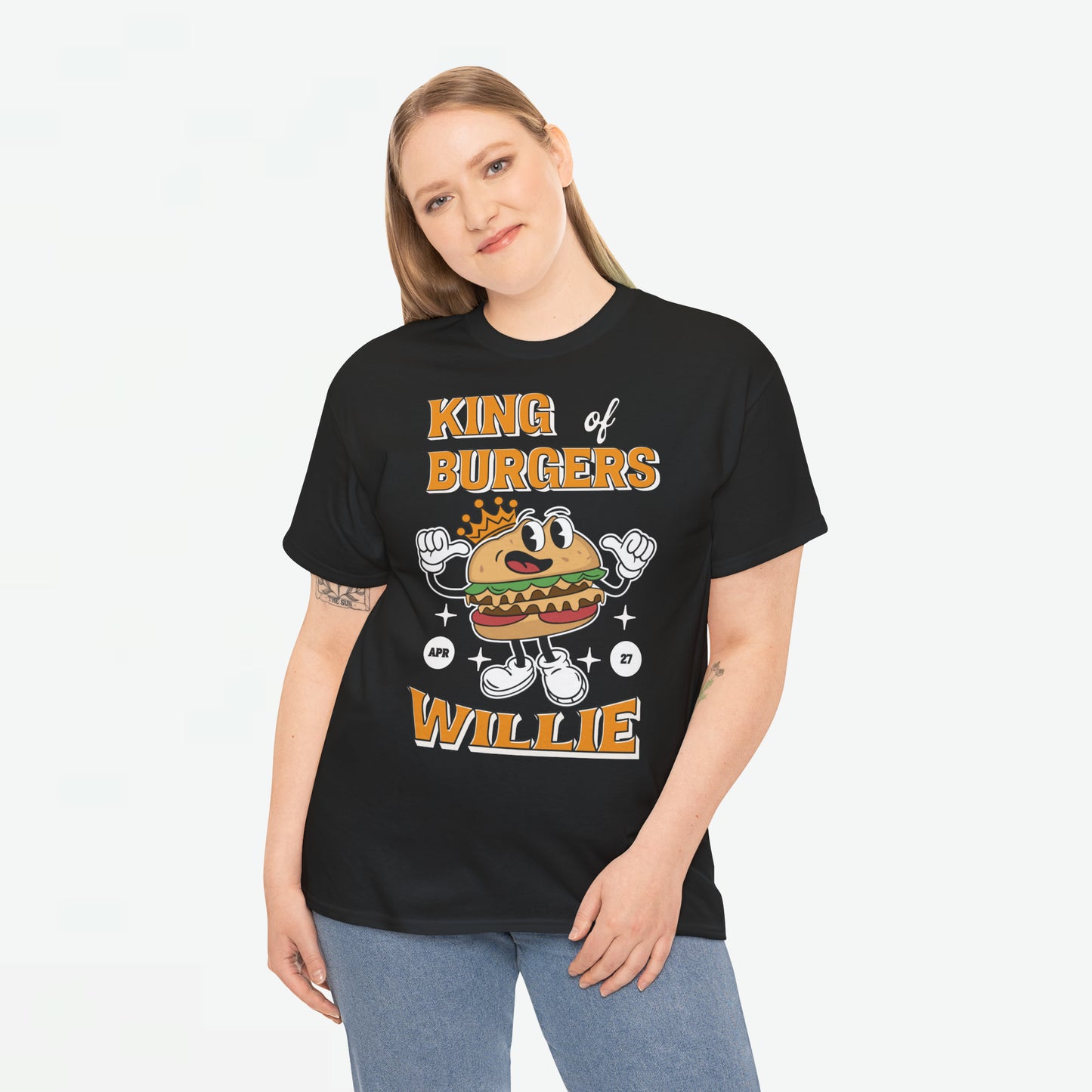 King of Burgers Willie | Front Print | Koningsdag T-shirt | Retro | Oversized