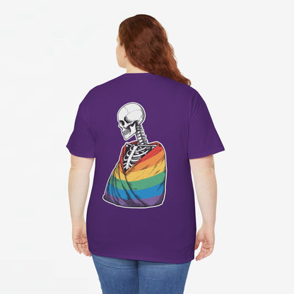 Gay Pride T-shirt - Skelet Regenboog Pride Vlag - Back Print - Oversized #76