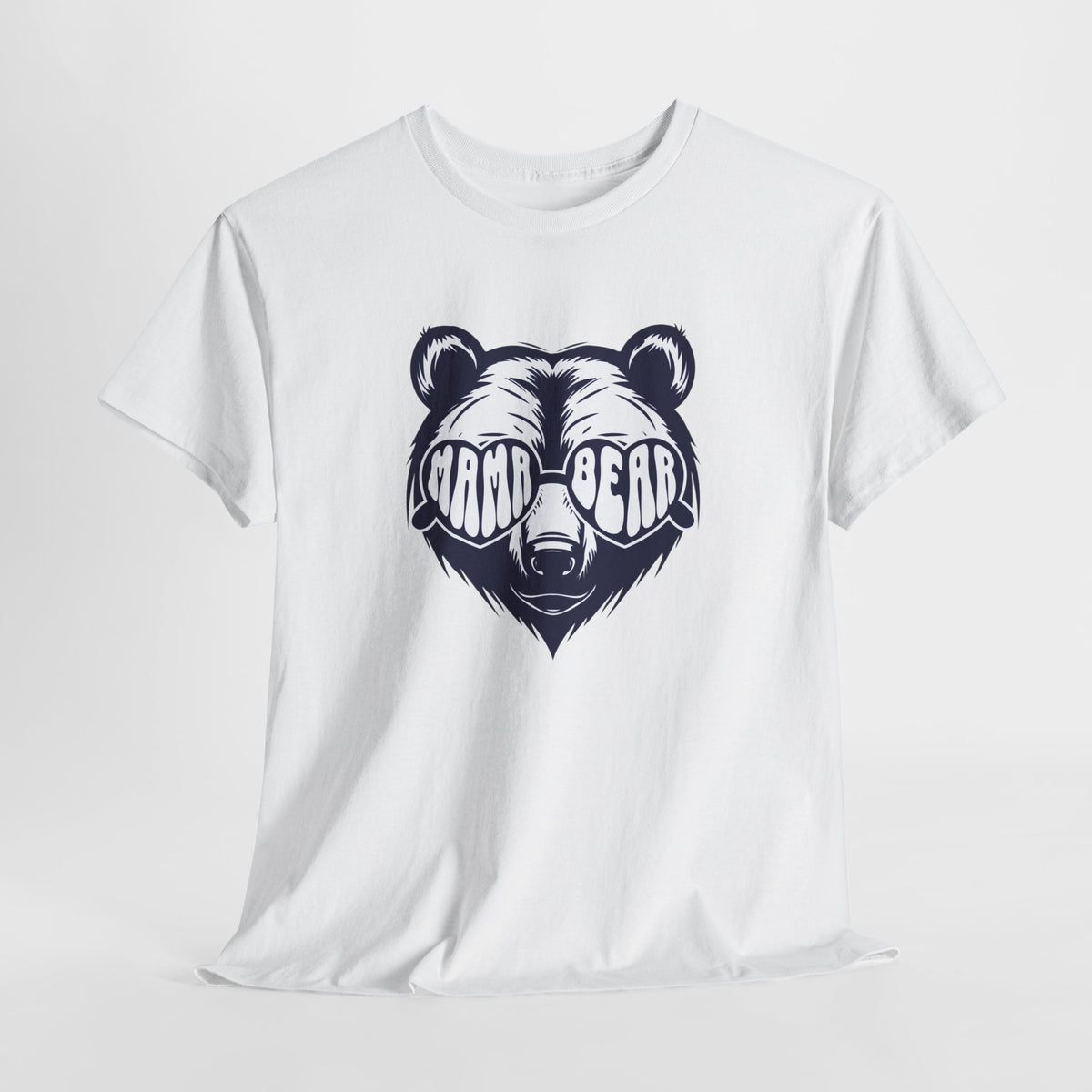 Witte t-shirt met donkerblauwe beerprint op de borst