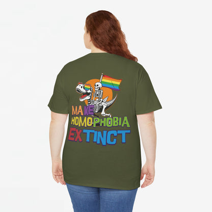 Gay Pride T-shirt -  Make Homophobia Extinct - Back Print - Oversized Tee