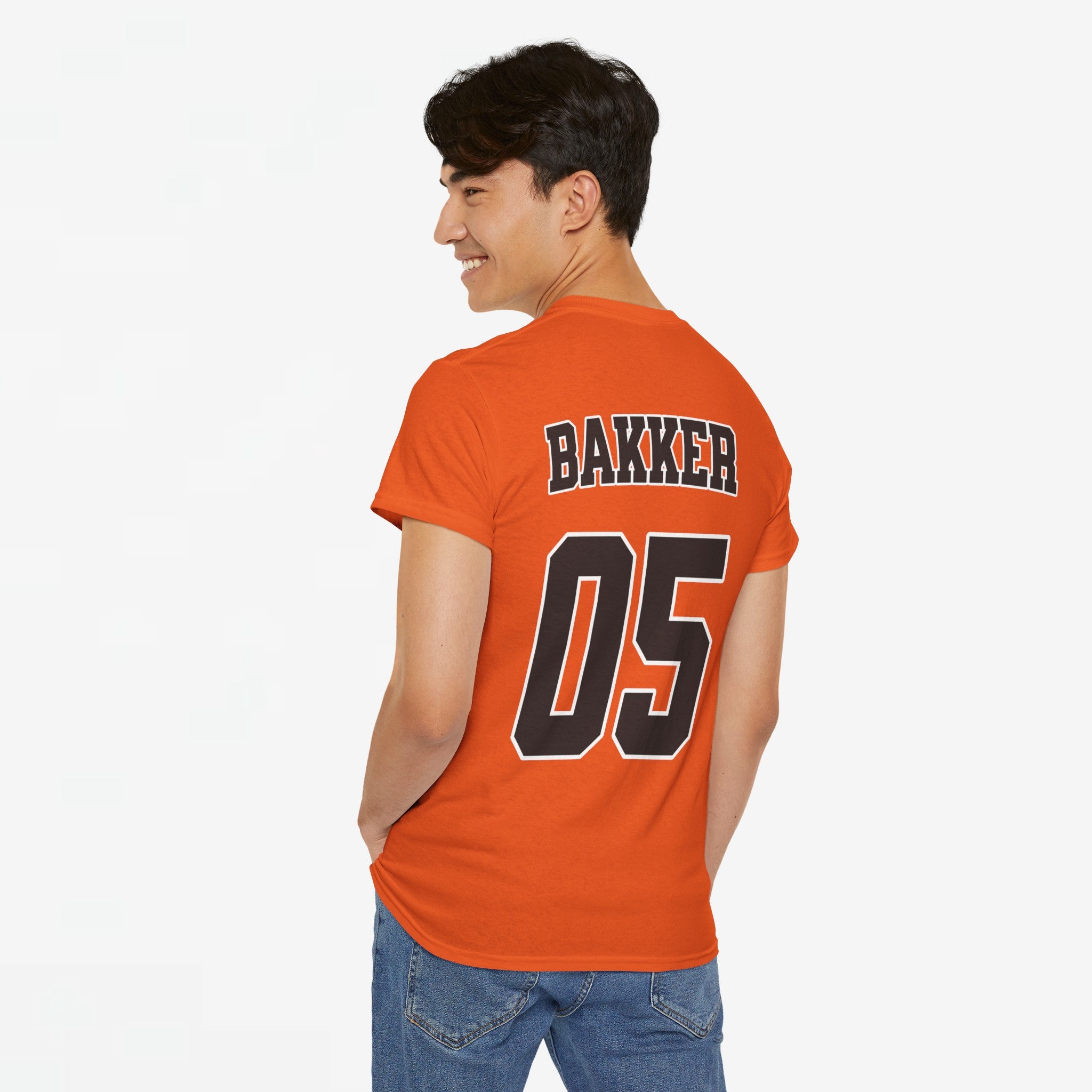 Oranje T-shirt voor EK, WK en Koningsdag - Personaliseer met Naam & Rugnummer - HOLLAND met Leeuw (zwarte tekst)