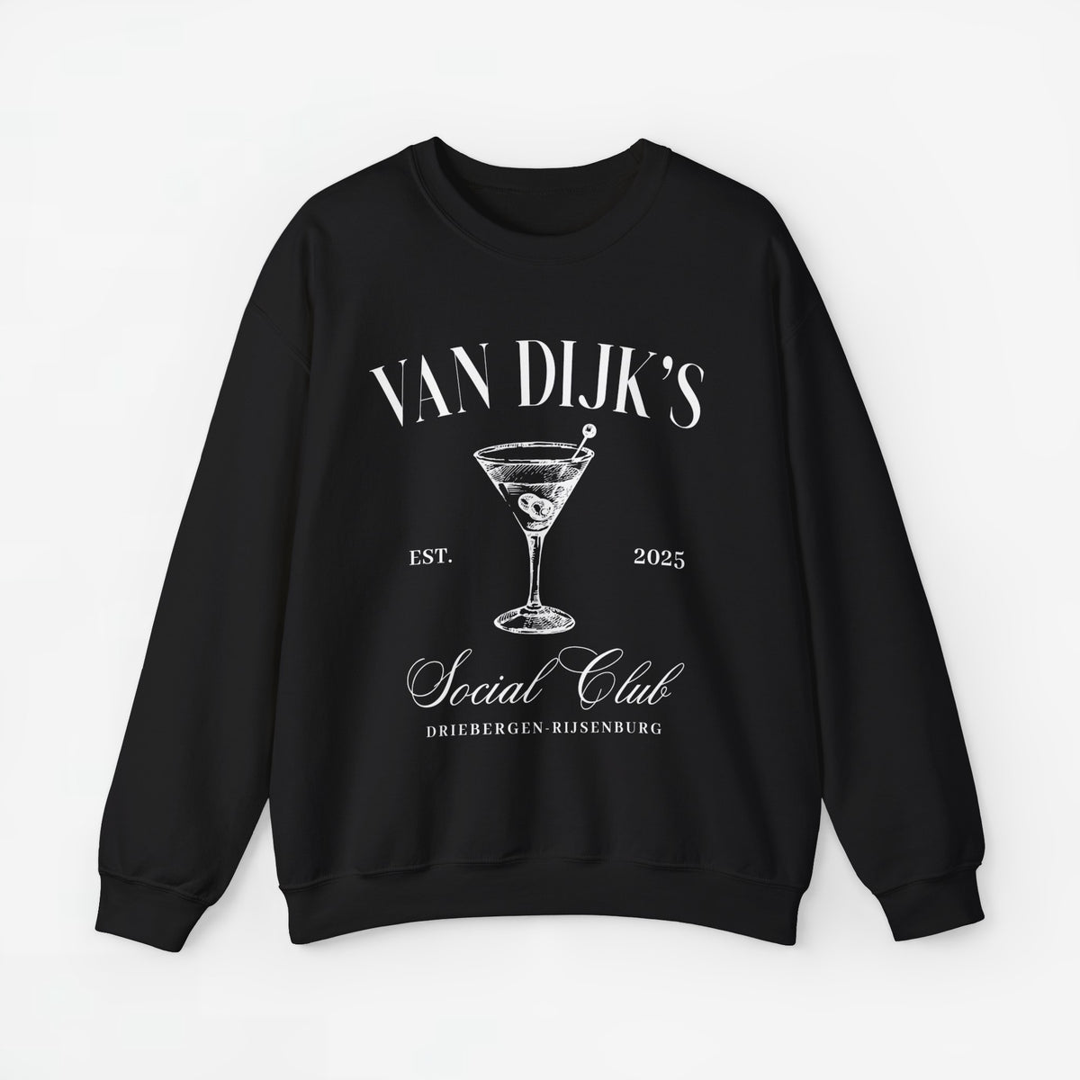 Zwarte sweatshirt met kermiskelkprint en clubtekst voorop
