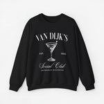 Zwarte sweatshirt met kermiskelkprint en clubtekst voorop