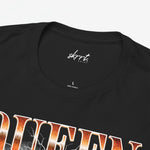 Zwarte T-shirt hals met merklogo en tekst 100% katoen