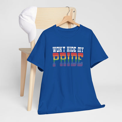 Gay Pride T-shirt - Won't Hide My Pride (witte tekst) - Oversized #26