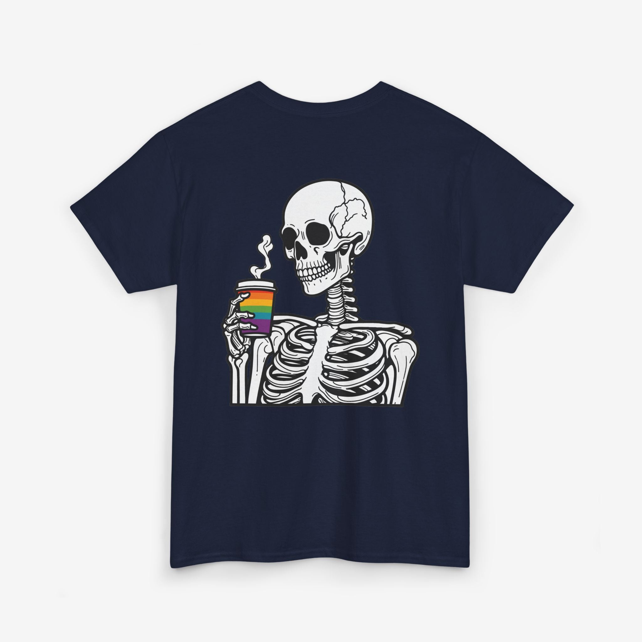 Gay Pride T-shirt - Skelet Regenboog Koffie | SkrrtShirt