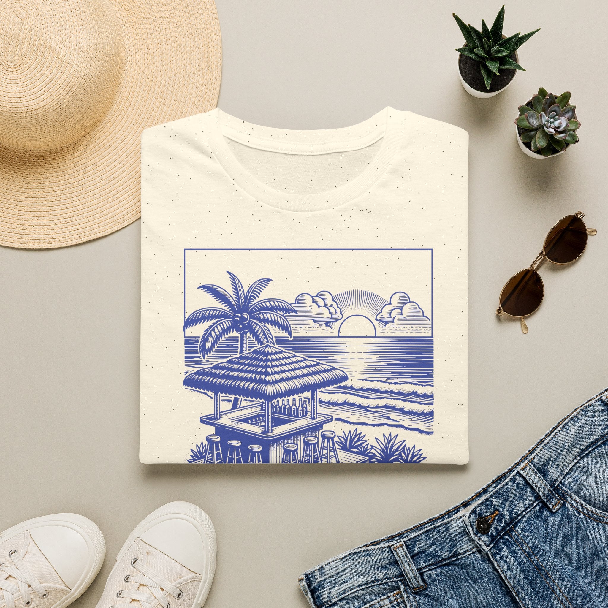 Dames Zomer T-shirt met print - Zon, Zee, Strand | SkrrtShirt