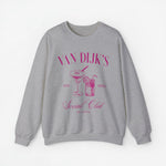 Grijze unisex sweater met paarse opdruk 'Social Club' en cocktailglazen