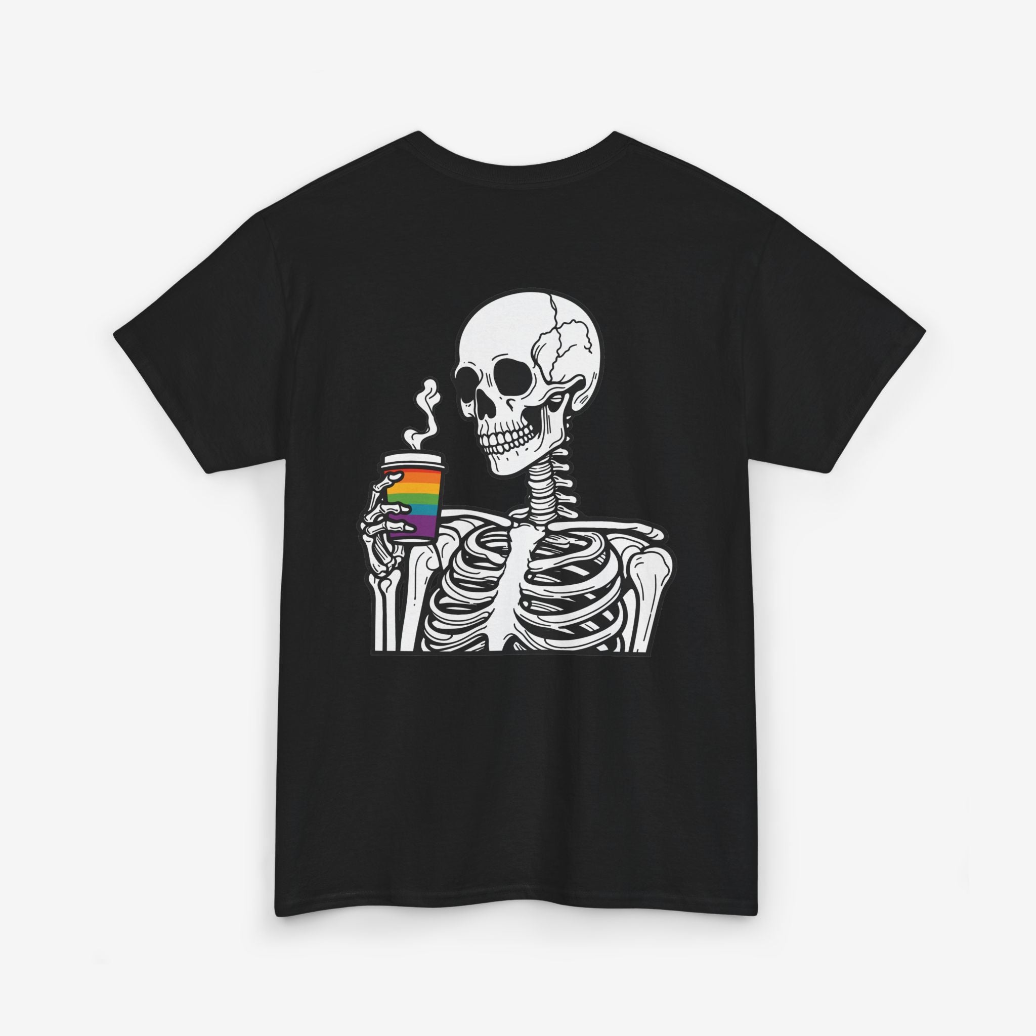 Gay Pride T-shirt - Skelet Regenboog Koffie | SkrrtShirt