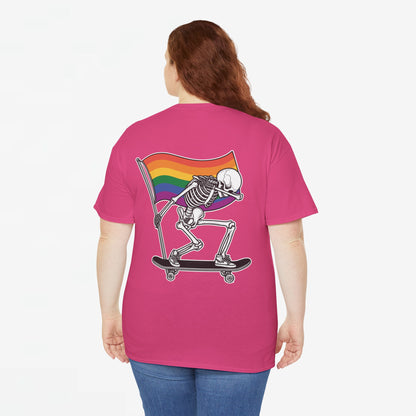Gay Pride T-shirt - Skelet Pride Regenboog Flag - Back Print - Oversized #71