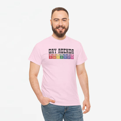 Gay Pride T-shirt - Gay Agenda (zwarte tekst) - Oversized #18