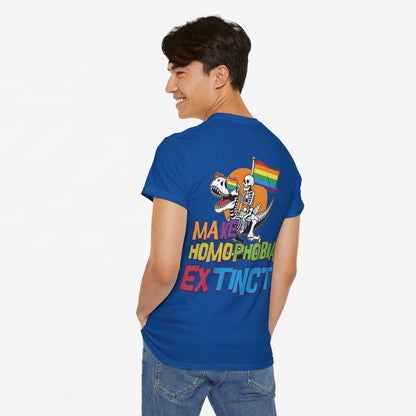 Gay Pride T-shirt -  Make Homophobia Extinct - Back Print - Oversized Tee