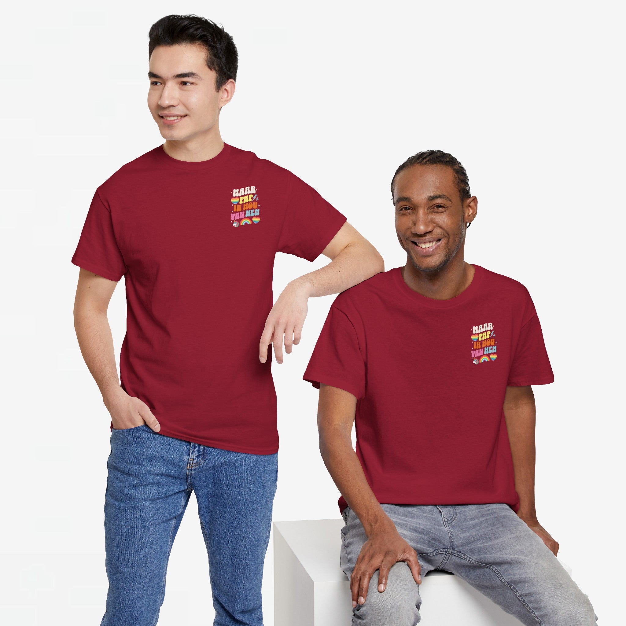 Gay Pride T-shirt -  Maar Pap, Ik Hou Van Hem Eenhoorn - Back Print  - Oversized Tee