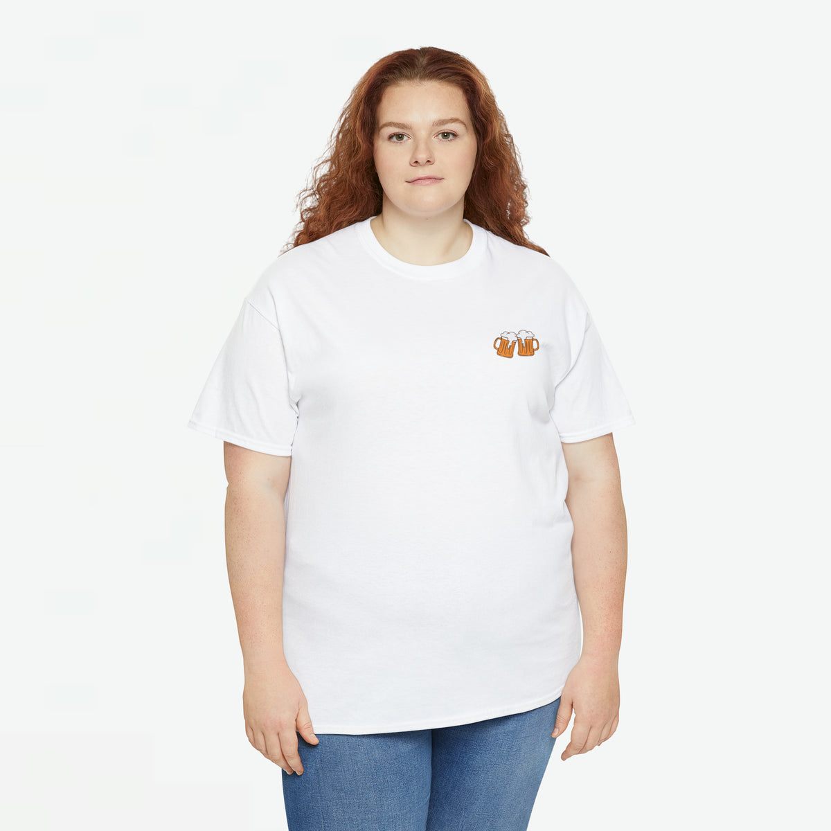 Witte oversized dames-T-shirt met klein borstlogo