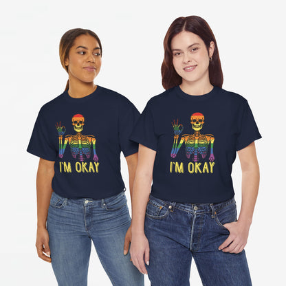 Gay Pride T-shirt - Skelet I'm Okay - Oversized #69