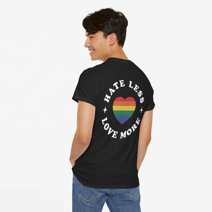 Gay Pride T-shirt - Hate Less Love More - Back Print - Oversized #14