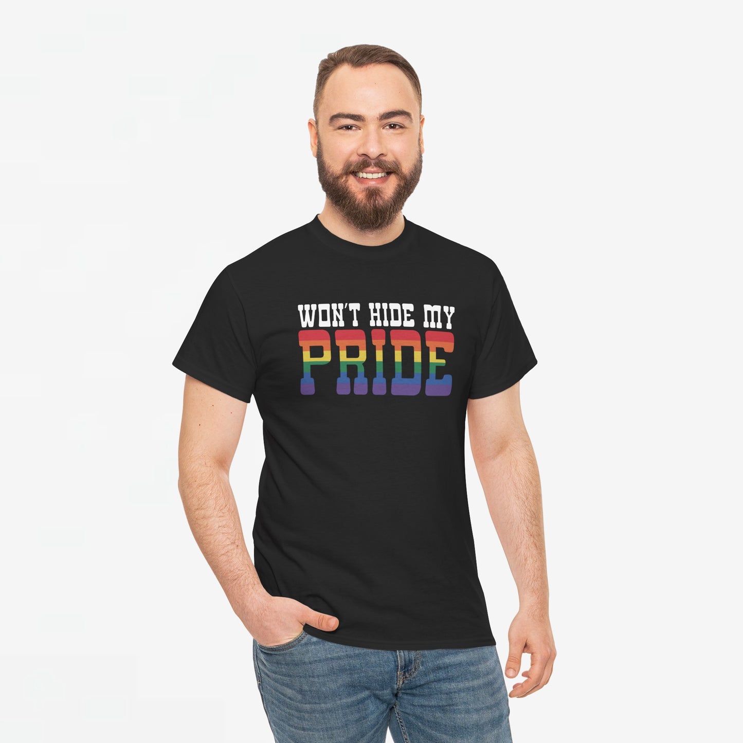 Gay Pride T-shirt - Won't Hide My Pride (witte tekst) - Oversized #26