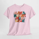 Oversized roze t-shirt met ronde hals en Mama/Mommy/Bruh grafische print