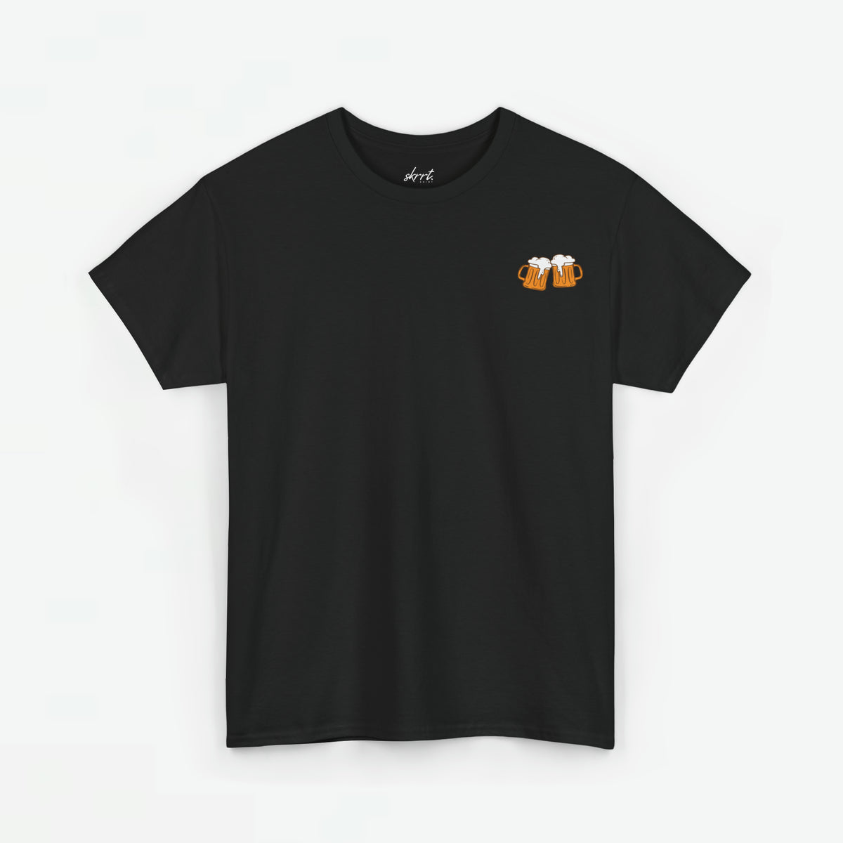 Zwart dames T-shirt met borstprint van biervat-illustratie