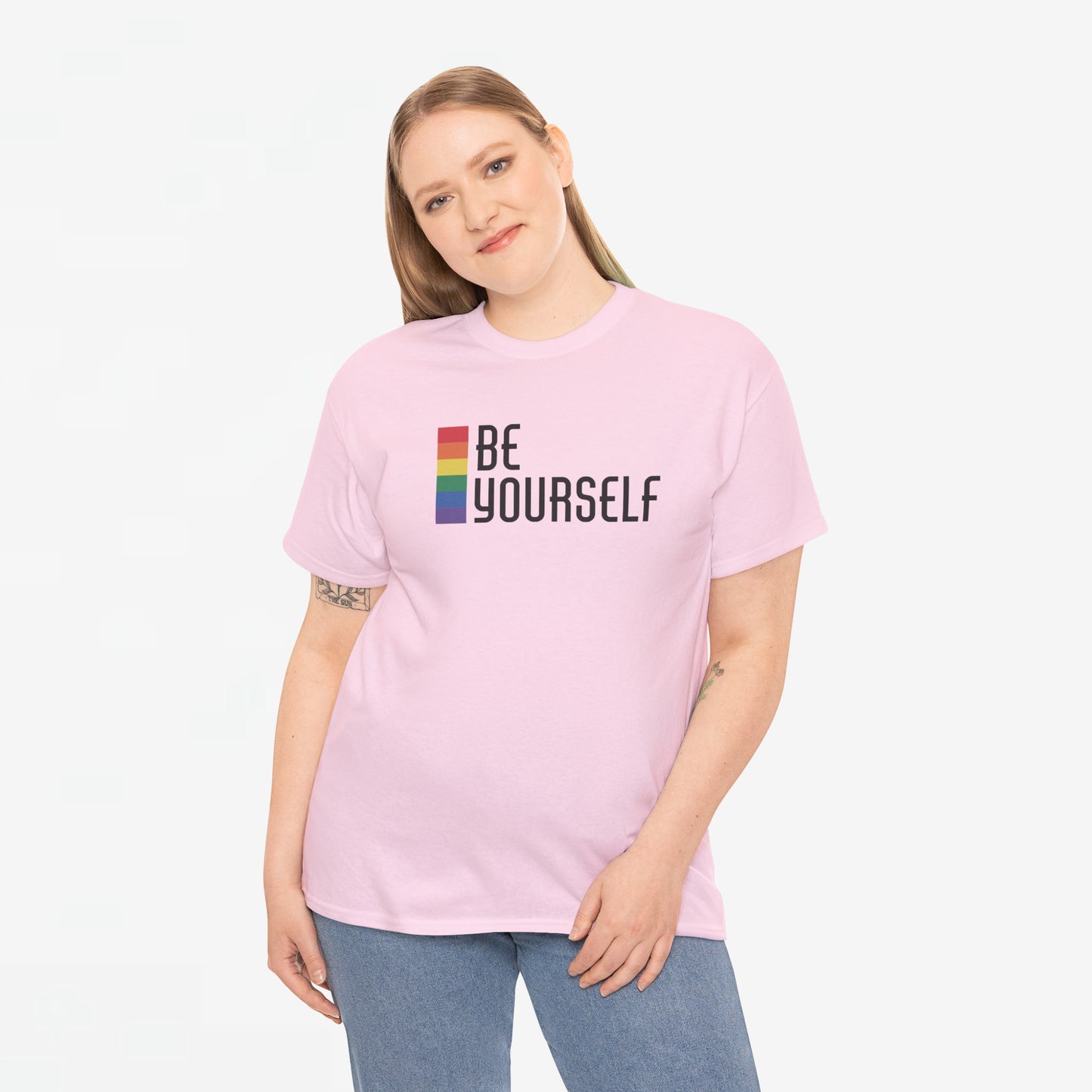 Gay Pride T-shirt - Be Yourself (zwarte tekst) - Oversized #25