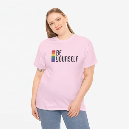 Gay Pride T-shirt - Be Yourself (zwarte tekst) - Oversized #25