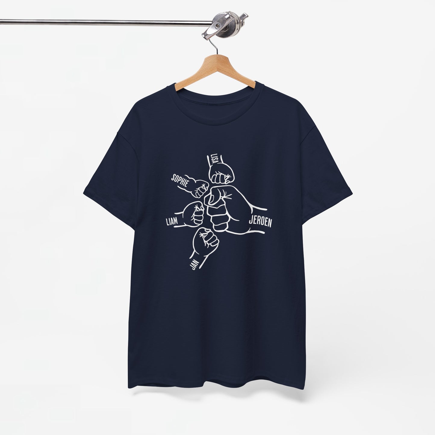 Gepersonaliseerde Vaderdag Papa Cadeau - T-shirt - Fist Bump Papa met namen